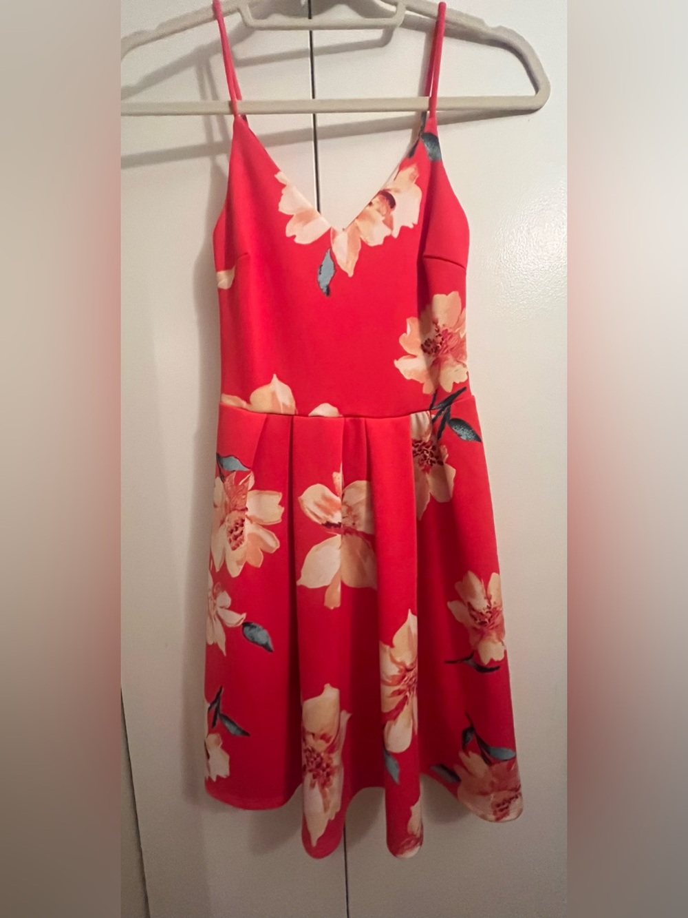 Soprano Floral Red Fit-and-Flare Dress. XS. Preppy. Girly. Summer.